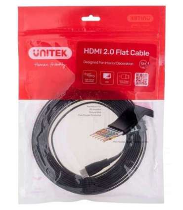 UNITEK 2.0 4K60HZ FLAT 5M C11063BK-5M - Kabel - Digital/Display/Video HDMI cable 5 m HDMI Type A (Standard) Black