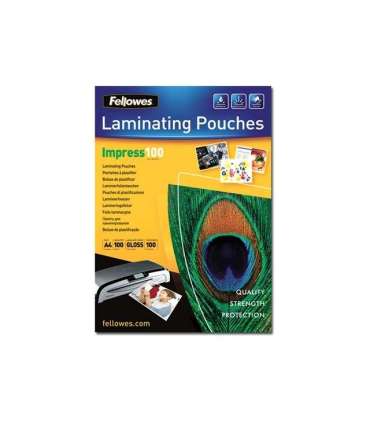 Fellowes Laminating Pouch A3 Glossy Thickness: 100 micron, Qty Per Pack: 100 pcs Ideal for notices, craft