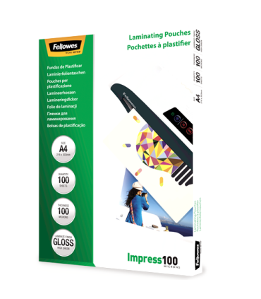 Fellowes Laminating Pouch A4 Clear Thickness: 100 micron, Qty Per Pack: 100 pcs Ideal for notices, craft