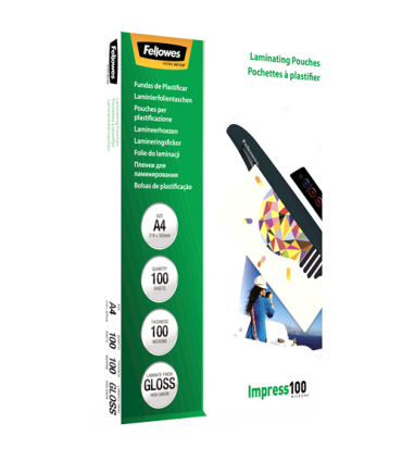 Fellowes Laminating Pouch A4 Clear Thickness: 100 micron, Qty Per Pack: 100 pcs Ideal for notices, craft