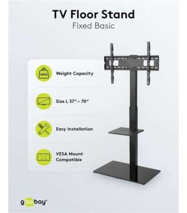 Goobay 58526 TV Floor Stand Basic (Size L), Black