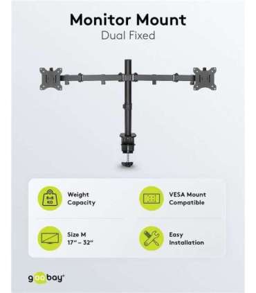 Goobay Dual Monitor Mount Flex, Black
