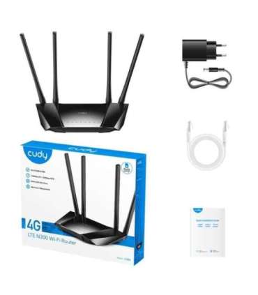 Wireless router CUDY LT400 EU Wi-Fi 300 Mbps 2.4 GHz 4G LTE SIM Black