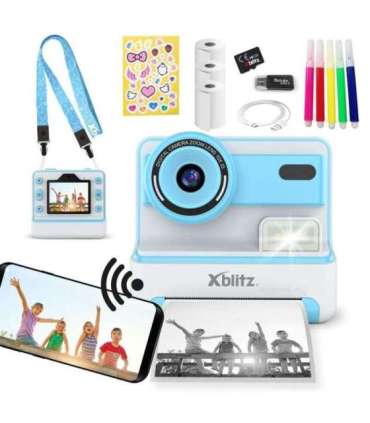 FLASH BLUE INSTANT CAMERA WITH THERMAL PRINTER FOR CHILDREN