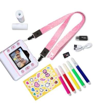 FLASH PINK  INSTANT CAMERA WITH THERMAL PRINTER FOR CHILDREN