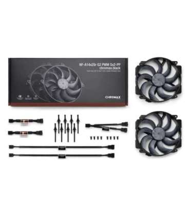 NF-A14x25r G2 PWM Sx2-PP chromax.black - dual fan set, black