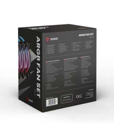 SAVIO FAN-01 4-pack 120mm ARGB fan including controller and remote control