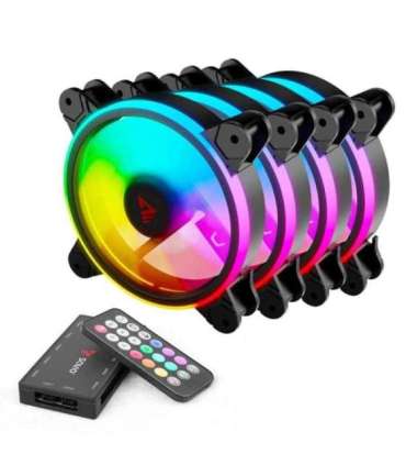 SAVIO FAN-01 4-pack 120mm ARGB fan including controller and remote control