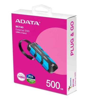 ADATA SC740 500 GB USB Type-C 3.2 Gen 2 (3.1 Gen 2) Black, Blue