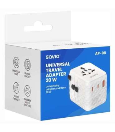 Savio AP-08 power adapter/inverter 20 W White