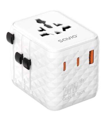 Savio AP-08 power adapter/inverter 20 W White