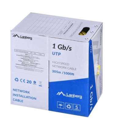 LANBERG UTP CABLE 1GB/S 305M WIRE CCA YELLOW