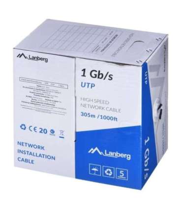 LANBERG UTP CABLE 1GB/S 305M WIRE CCA BLACK
