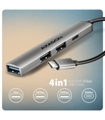 AXAGON ALU STRIP USB-C 4 port hub HUE-STC