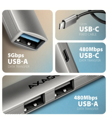 AXAGON ALU STRIP USB-C 4 port hub HUE-STC