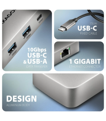 AXAGON USB-C 10Gbps DUAL 4K DISPLAY 7in1 hub HMC-CUB83X2