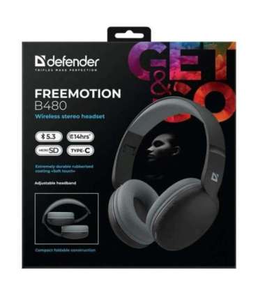 HEADPHONES DEFENDER BLUETOOTH FREEMOTION B480 BLACK