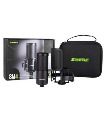 Shure SM4-K-KIT - condenser microphone, externally polarised, handle, popfilter, case