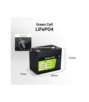 Green Cell LFPGC12V80AH UPS battery Lithium Iron Phosphate (LiFePO4) 12.8 V