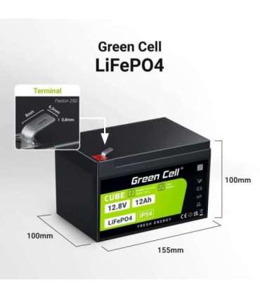 Green Cell LFPGC12V12AH UPS battery Lithium Iron Phosphate (LiFePO4) 12.8 V 12 Ah