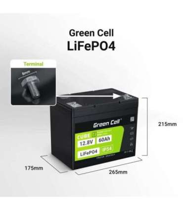 Green Cell LFPGC12V60AH UPS battery Lithium Iron Phosphate (LiFePO4) 12.8 V 60 Ah