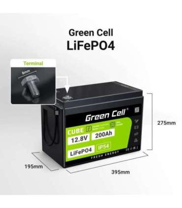 Green Cell LFPGC12V200AH UPS battery Lithium Iron Phosphate (LiFePO4) 12.8 V 200 Ah