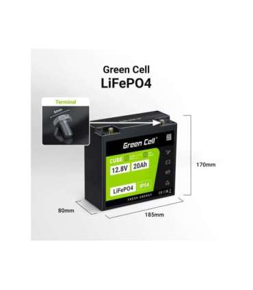 Green Cell LFPGC12V20AH UPS battery Lithium Iron Phosphate (LiFePO4) 12.8 V 20 Ah