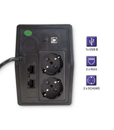 Qoltec Monolith uninterruptible power supply (UPS) Double-conversion (Online) 0.45 kVA 240 W 2 AC outlet(s)