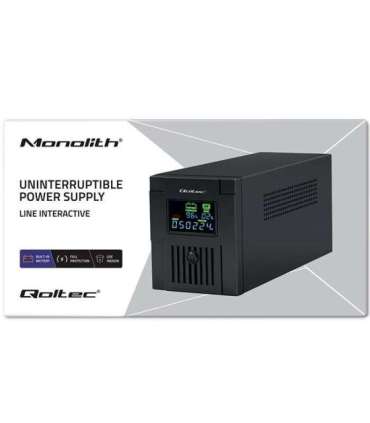 Qoltec 53770 uninterruptible power supply (UPS) Line-Interactive 1.5 kVA 900 W 2 AC outlet(s)
