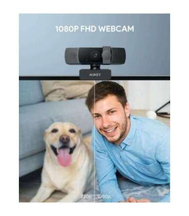 Aukey PC-LM7 Stream Series Autofocus Full HD Webcam with 1/3"-CMOS Sensor  black