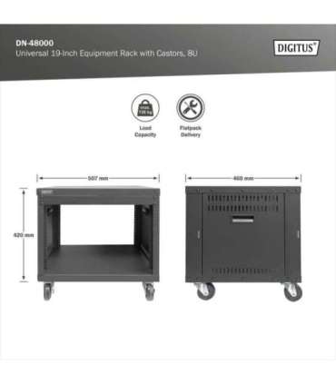 Digitus Universal 19-Inch Equipment Rack with Castors, 8U DN-48000