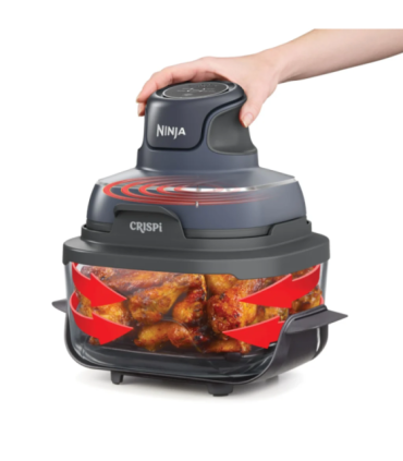 NINJA 4-in-1 Portable Glass Air Fryer FN101EUGY Crispi Power 1700 W Capacity 3.8 L Blue/Black
