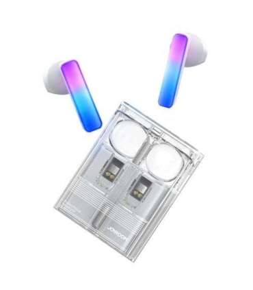 Joyroom Earphone IceLens Series Bluetooth True Wireless BT 5.3, TWS, AAC, SBC, HFP, A2DP, AVRCP, with LED Lights, White (JR-T