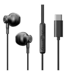 Joyroom Earphone Wired In-Ear Metal Headphones with Remote and Microphone, Type-C USB, Black EU (JR-EC07)