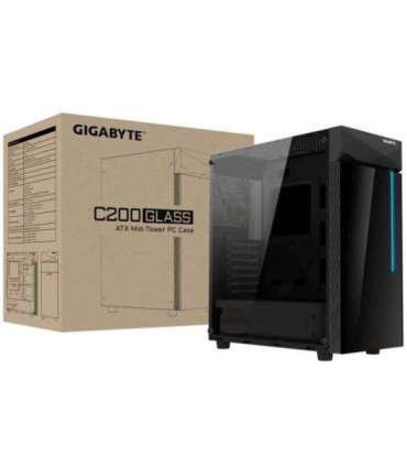 Case|GIGABYTE|C200 GLASS|MidiTower|Not included|ATX|MicroATX|MiniITX|Colour Black|GB-C200G