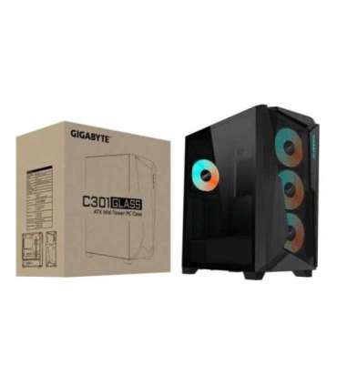 Case|GIGABYTE|C301G V2 BLACK|MidiTower|Case product features Transparent panel|Not included|ATX|EATX|MicroATX|MiniITX|Colour 
