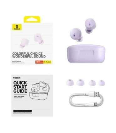 Baseus Earphone Bluetooth Bowie E18 TWS Earphones, BT 5.3, ENC, IPX4, Purple EU (A00023800533-00)