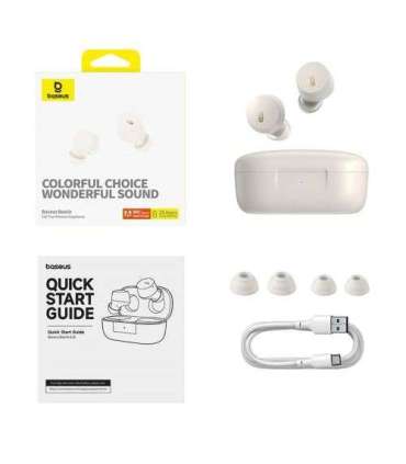 Baseus Earphone Bluetooth Bowie E18 TWS Earphones, BT 5.3, ENC, IPX4, White EU (A00023800223-00)