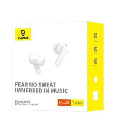 Baseus Earphone Bluetooth Bowie E19 TWS Earphones, BT 5.3, ENC, IPX5, White EU (A00069600223-00)