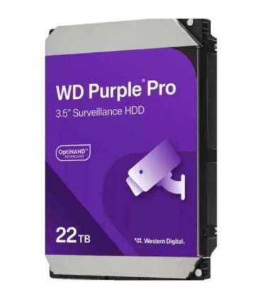Western Digital WD221PURP Purple PRO Surveillance HDD, 22 TB, 3.5", SATA3, 512MB