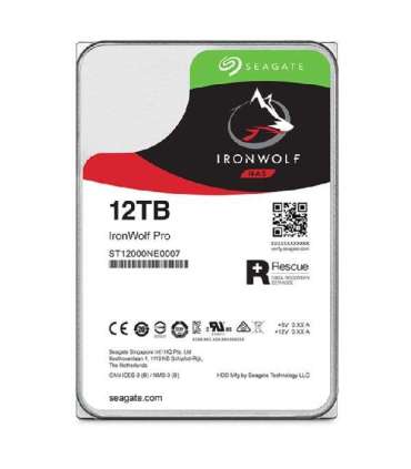 Seagate ST12000NT001 IronWolf Pro HDD, 12 TB, 7200 RPM, 256 MB, 3.5", Serial ATA III