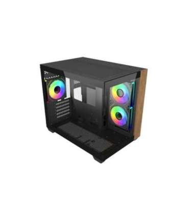 Cooler Master E481-KHNN-S00 Elite 481 WOOD Black, mATX, Front Panel, 70° Full-View Tempered Glass