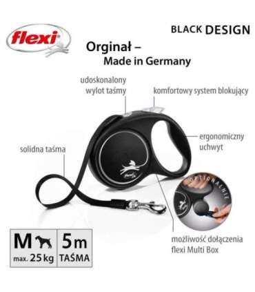 Flexi Black Design M 5 m Dog Retractable lead