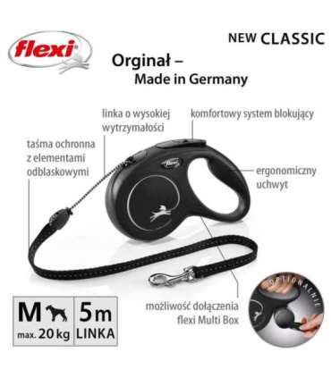 Flexi New CLASSIC 5 m Black Dog Retractable lead