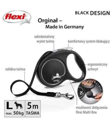Flexi Black Design L 5 m Dog Retractable lead