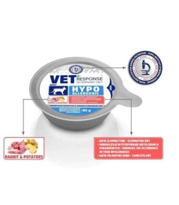 VET RESPONSE Hypoallergenic Rabbit - wet cat food - 85g