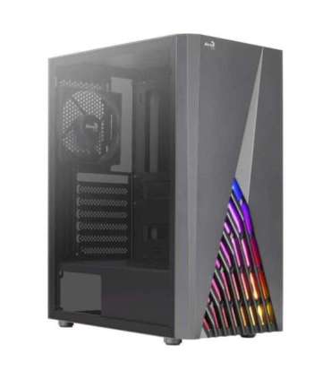 Aerocool DELTABKV1 ATX PC Case RGB Front Full Side Window 12cm Fan Black