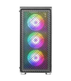 Mars Gaming MC-F Black, ATX Gaming Semitower, Full Tempered Glass Window, Metal-Mesh Front, 4x 120mm ARGB Fans
