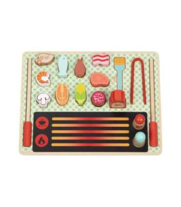 TOOKY TOY Drewniany Zestaw do Grillowania Tablica Edukacyjna
