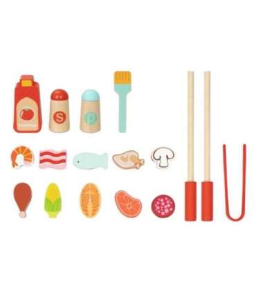 TOOKY TOY Drewniany Zestaw do Grillowania Tablica Edukacyjna